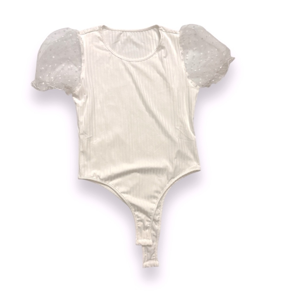 Polka Dot Mesh Sleeve Bodysuits